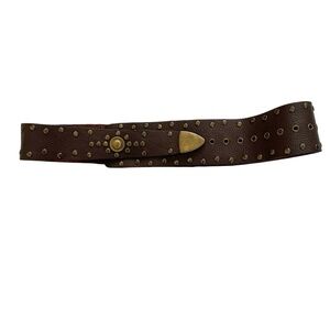 Vintage Leatherock Hip Belt Brown Leather Brass Studded